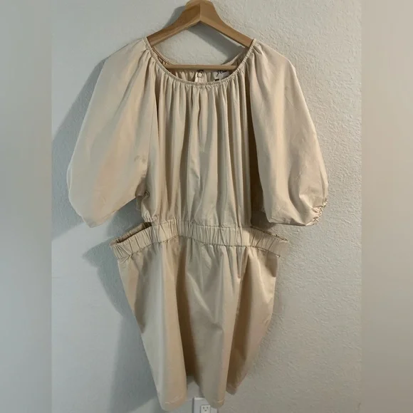 NWT J.Crew Puff-Sleeve Side-Cutout Mini Dress Lightweight Chino Size 22 Sold Out - Picture 6 of 13